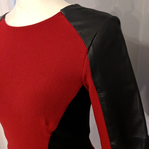 red and black midi dress